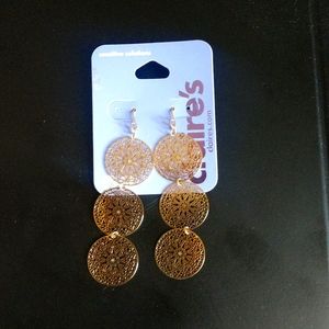 Gold Circle Dangling Earrings